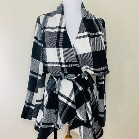 FAVLUX FASHION | Waterfall Jacket Blk White Plaid - Picture 6 of 8